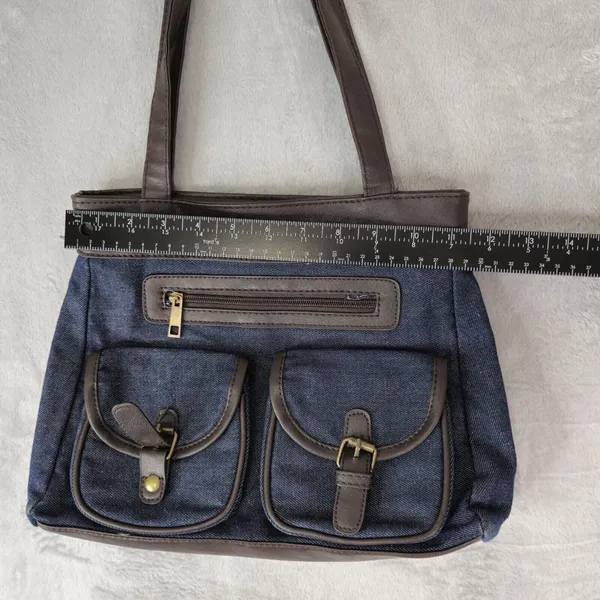 Gold Coast Blue Denim Faux Leather Shoulder Bag‎ - Image 9