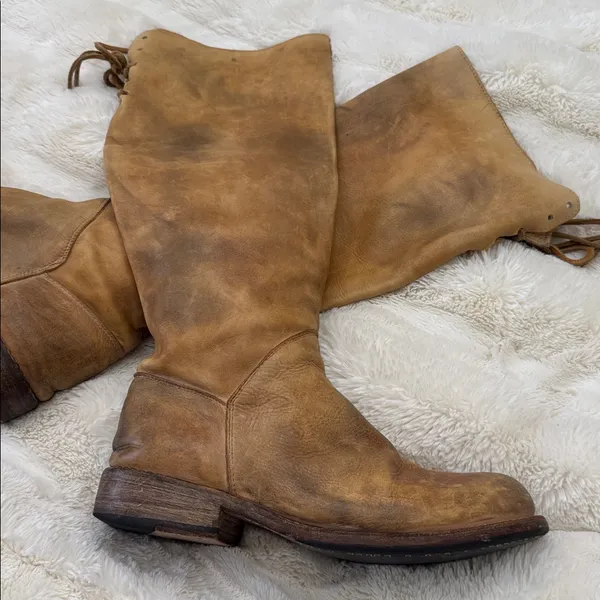 Bed Stu Manchester Cobbler Tall Leather Riding Boots Lace Back Rustic sz 7 - Image 2