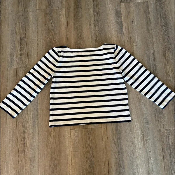 J.Crew Navy and White Striped Sailor Top - Image 2