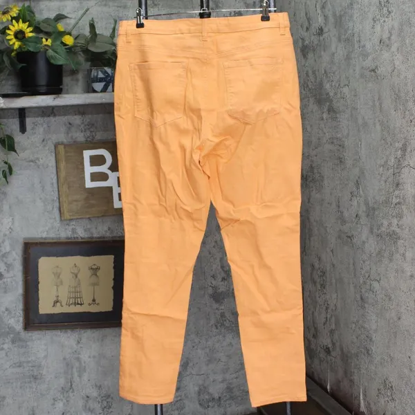 DG2 Womens Distressed Straight Leg Jeans Peach Orange 16W Tall - Image 2