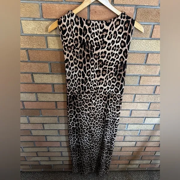 NWT Good American Leopard Print Wrap Midi Dress Size 4 (XL) - Image 7