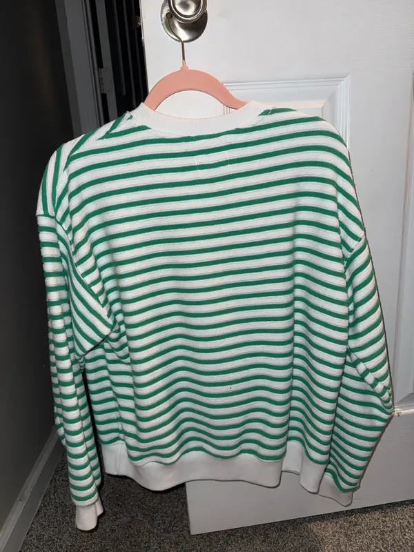 American Eagle Green Striped Sweater - Image 2