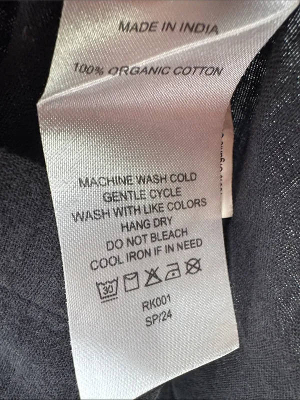 Quince 100% Organic Cotton Gauze Peasant Blouse M black boho casual work neutral - Image 8
