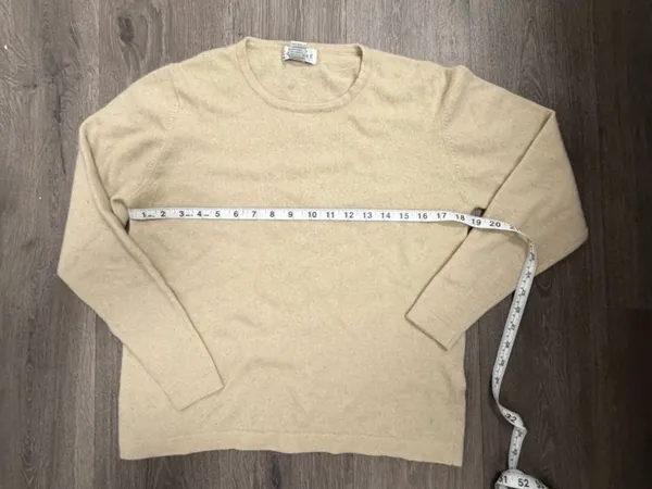 Sutton Studio 100 Cashmere Beige Tan Crewneck Sweater Long Sleeve Womens Large - Image 7