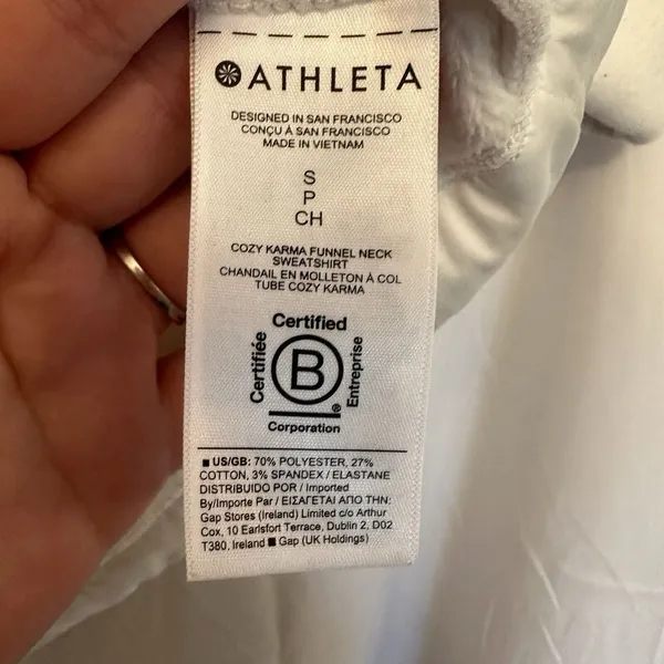 Athleta Cozy Karma Funnel Neck Sweatshirt Size Small White Ivory Tunic Pockets‎ - Image 5