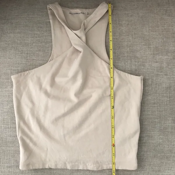 Abercrombie & Fitch Twist Neck Front Tank Cropped Crop Top Small Cream Beige - Image 9