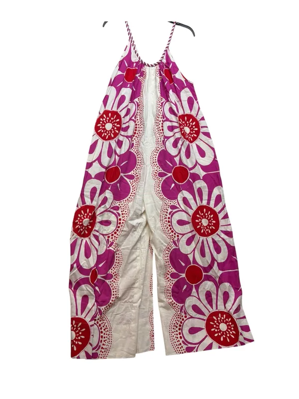 Farm Rio medium Maia jumpsuit Pink White Floral Print Women’s linen - Image 2