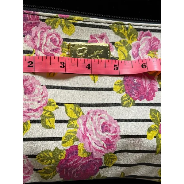 Luv Betsey by Betsey Johnson Floral Stripe Crossbody Wristlet Pink Roses Y2K - Image 8