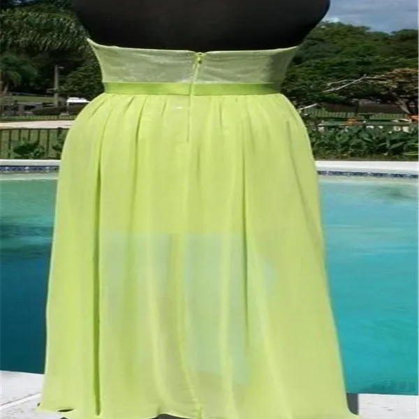 Cache Apple Green Sequin Encrusted Strapless Event New HiLow Dress Lined $218 NWT - Image 7