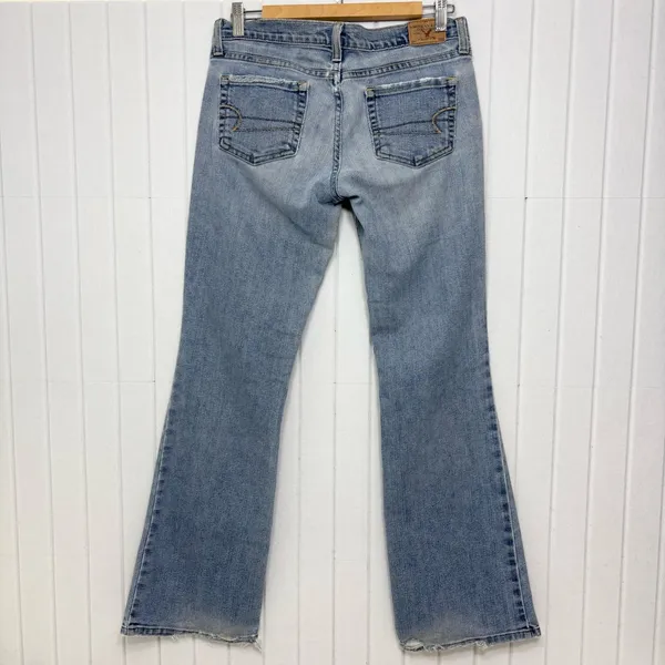 American Eagle Outfitters Y2K Stretch‎ Skinny Flare Light Blue Jeans Size 4 - Image 3