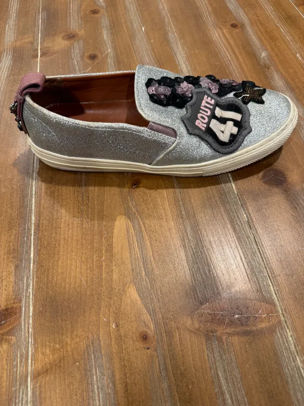 Coach “Route 41” Cherry Collection Silver Glitter Slip-On Sneakers Women's 8.5 - Image 9