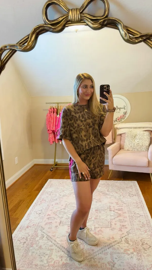 Cheetah print shorts and top set Brown - Image 5