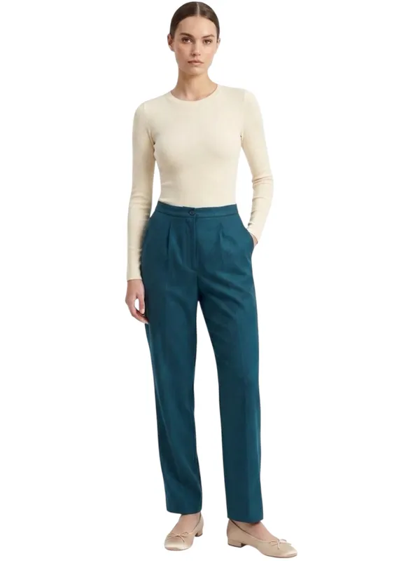 Pendleton Vintage 70s Teal Virgin Wool Lined Pants Size 12 - Image 2