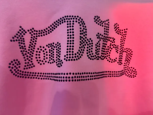 Von Dutch Pink Rhinestone Cropped Hoodie - Image 4