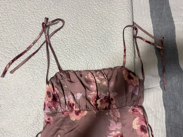 Lulus Satin Midi Dress Floral - Image 4