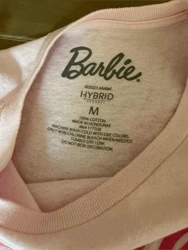 Barbie Pink Graphic Crop Tee Let’s Roll Car Logo T-Shirt Women’s Medium - Image 4