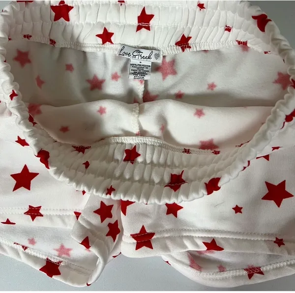 Love Streak White Red Star Stars Shorts Bottoms Size S ❤️🤍 - Image 5