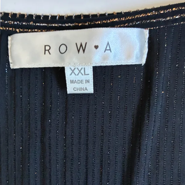 ROW-A‎ Metallic Pinstripe Faux Wrap Mini Dress Black Gold XXL Party Cocktail - Image 4