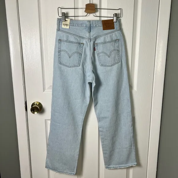 Ribcage High Rise Distressed Straight Ankle Blue Jeans Ojai Shore 27 - Image 9