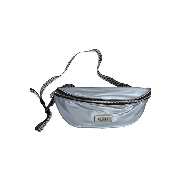 Versace Fragrances Silver Metallic Fanny Pack Belt Bag Sling NEW without Tags - Image 3