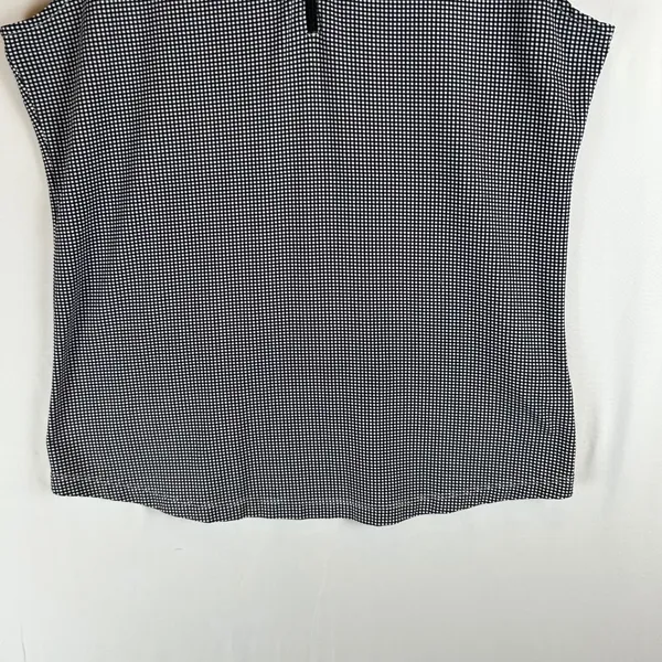 IBKUL Womens Black White Gingham Sleeveless 1/4 Zip Golf Polo Top Size M UPF50 - Image 9