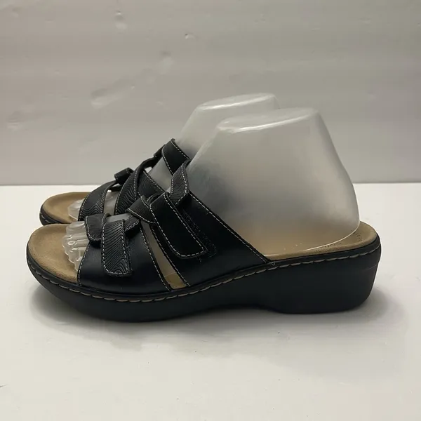 Clarks‎ Collection Womens 9.5 Merliah Karli Leather Black Slide Sandals - Image 2