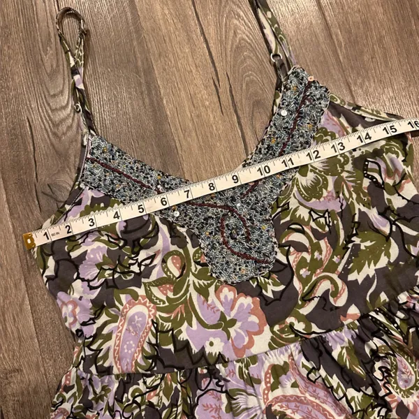 Free People Western Royalty Beaded Dark Floral Boho Sundress S Whimsigoth Fairy - Image 12