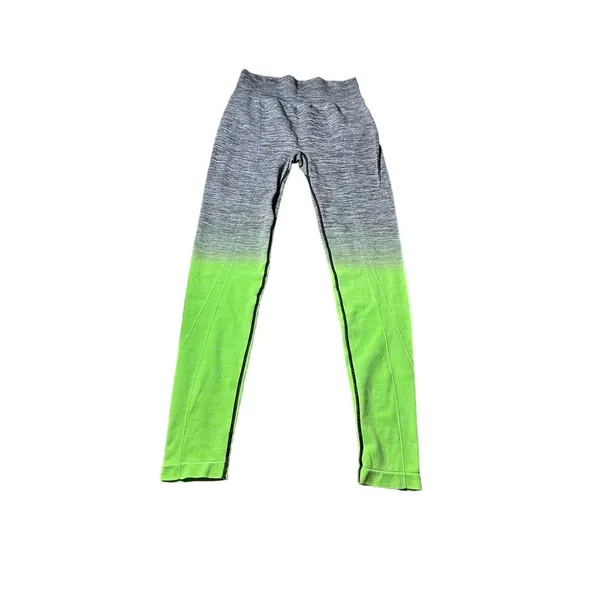 Running Girl Ombre Workout Leggings Gray Green Yoga Pants Athletic Wear‎ - Image 2