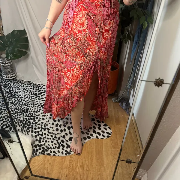 Free People Forever Yours Smocked Maxi Slip Red Size Small - Image 3