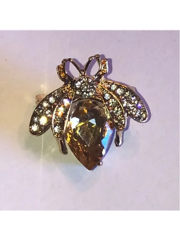 Elegant Gold Tone CZ Rhinestone Bee Scatter Pin Brooch - Image 3