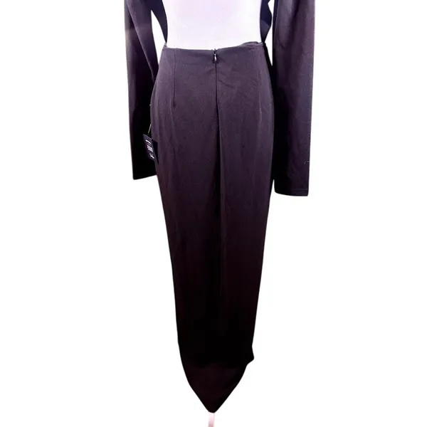 Lulus Flawless Esteem Black Long Sleeve Cutout‎ Column Gown Size Medium NWT - Image 6