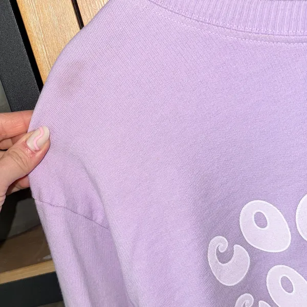 Aerie Cool Mom pullover sweatshirt lavender crewneck wavy smiley face karrie locher - Image 5