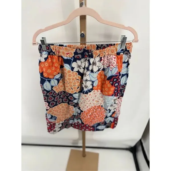 Boden Floral Print Mini Skirt Elastic Waist Navy Size 8L - Image 6