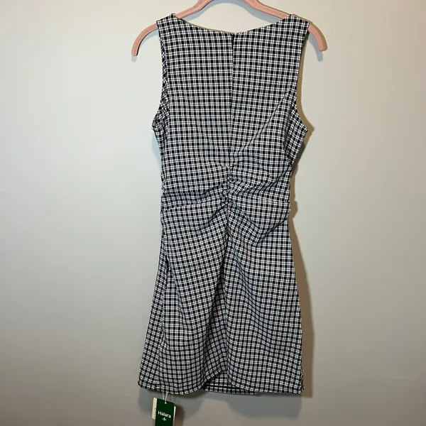 Halara Women's Black White Sleeveless Gingham Boat Neck Mini Dress Small NWT - Image 7