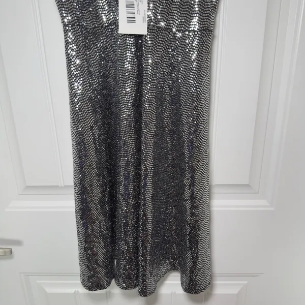 Flounce Club London Wrap Mini Size 10 Dress Metallic Y2K Indie Sleaze Retro - Image 10