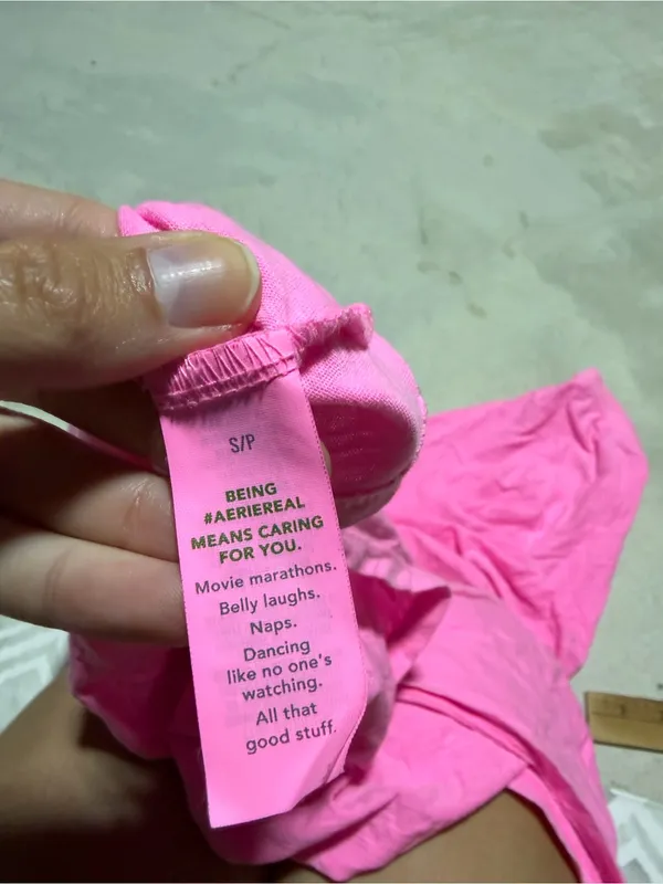 aerie Bright Pink Oversized Crew Tee small - Image 8