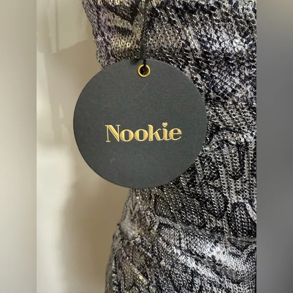 NWT Nookie‎ Blind Date Mini Dress Silver Python Size Small - Image 5