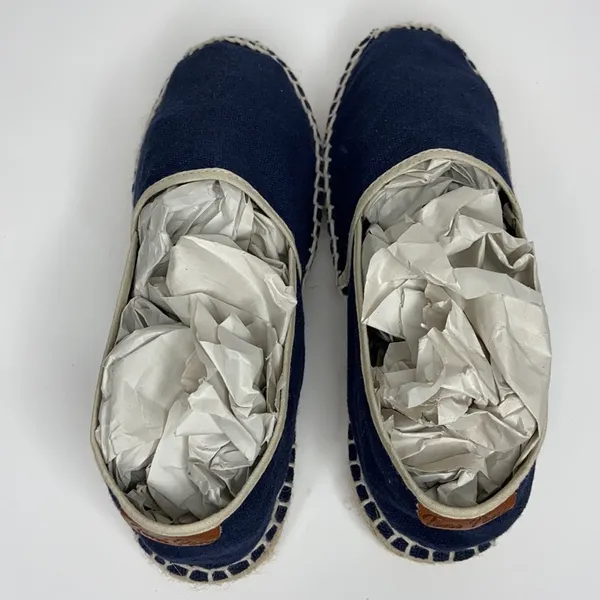 Toni Pons Blue Canvas Espadrilles Tan Trim Slip-On - Image 4