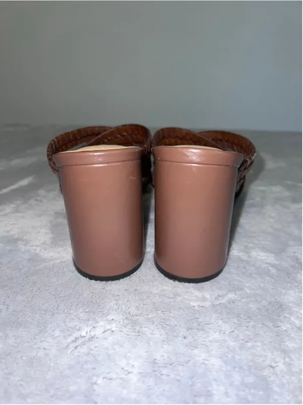 Women's Nine West Brown Woven Block Heel Sandals 8.5 - Image 6
