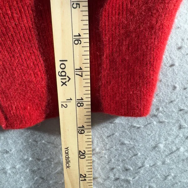 3075 | 100% Wool Cropped Cardigan Sweater Red Button Front Crew Neck Womens S - Image 8