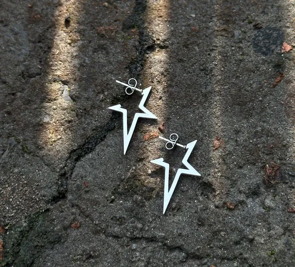 Pentagram Star Stud Earrings for Men Women Streetwear Unisex Hip Hop Style - Image 2