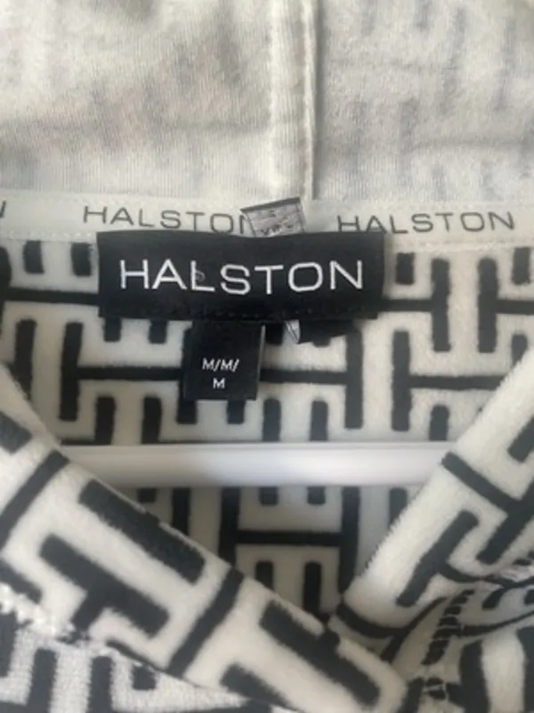 Women’s Halston Hoodie White Black H Logo Cozy Soft Casual Size M‎ - Image 6