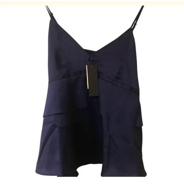 Banana Republic Royal Blue Satin Tiered Cami Tank Top NWT XS - Image 4