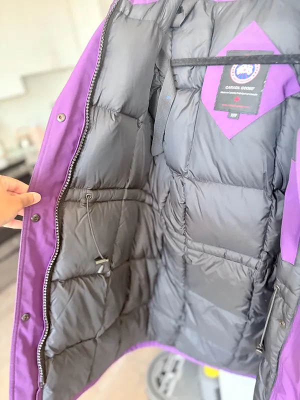 Canada Goose Women’s Purple Down Parka with Fur Trim Hood (XS/TP) - Image 5