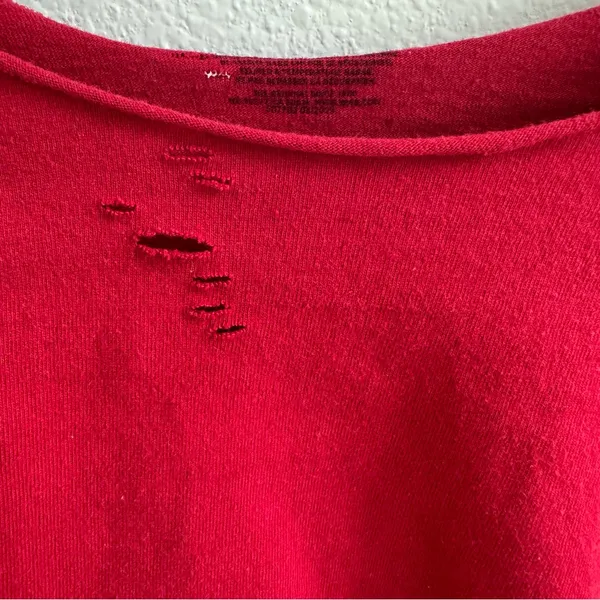 Vans Red Destroyed Cropped Off the Shoulder Top - Image 3