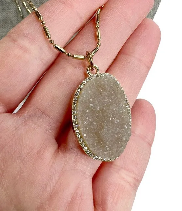 Baublebar Oval Druzy Gold Tone Multi Chain Layered Necklace - Image 2