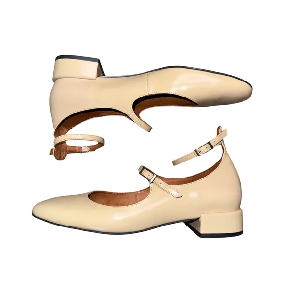 Anthropologie Maeve Double-Strap Block-Heel Mary Jane Flats‎ Creme - Image 4