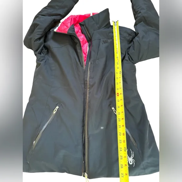 Spyder Duck Down Winter Jacket Black Shell Pink Interior Womens Size 10 Medium - Image 16