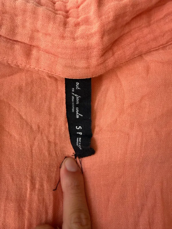 UO Out From Under peach crinkle gauze button-down romper - Image 3
