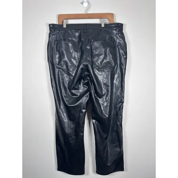 Abercrombie & Fitch Mixed Media Jeans Women 33/16S Black Faux Leather Edgy - Image 5